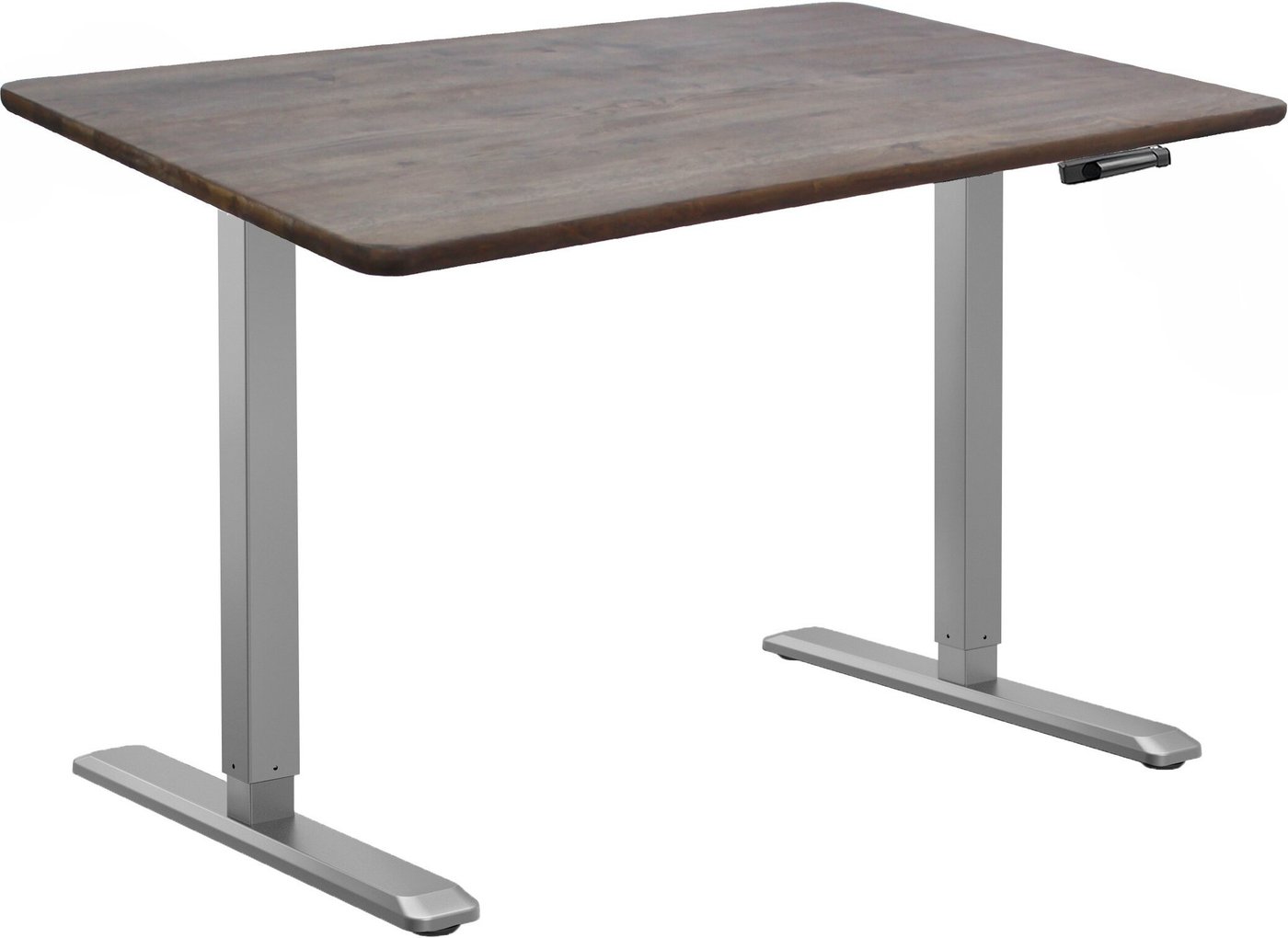 Стол с регулировкой высоты ErgoSmart Wooden Manual DESKFIT DF100 1300х750х27 мм (прямой край, дуб галифакс/серый)