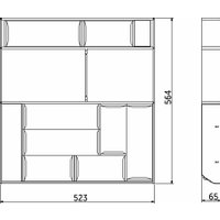 Лоток для столовых приборов AKS 60/550 шуфлядный металлический Organizer нержавеющая сталь (523*564*65)