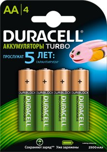 Аккумулятор DURACELL AA 2500mAh 4 шт.