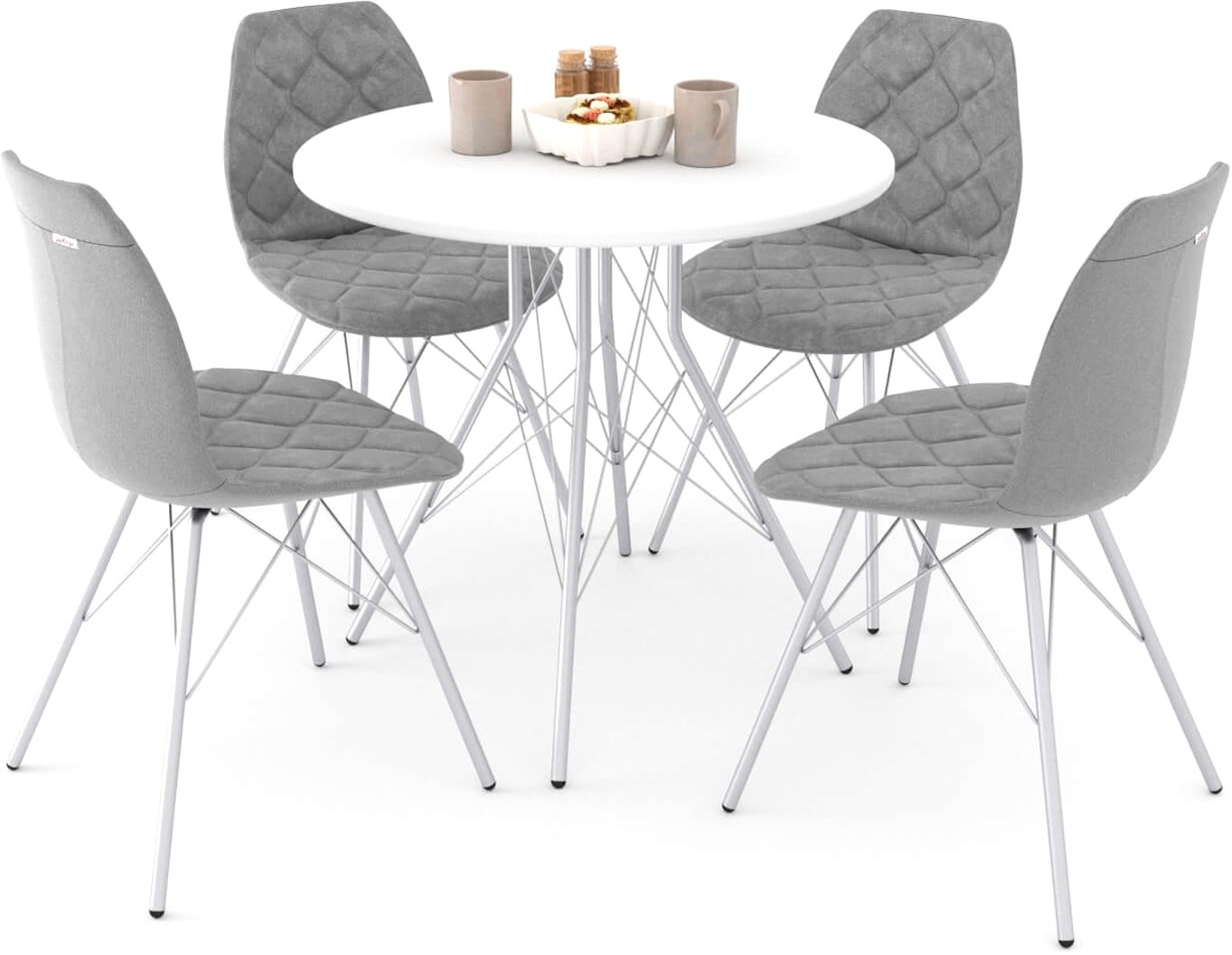 

Обеденная группа Sheffilton SHT-DS142 (серый туман/белый/хром лак)