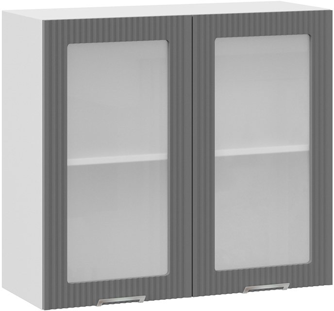 

Шкаф навесной Трия Кимберли 1В8С (белый/титан)