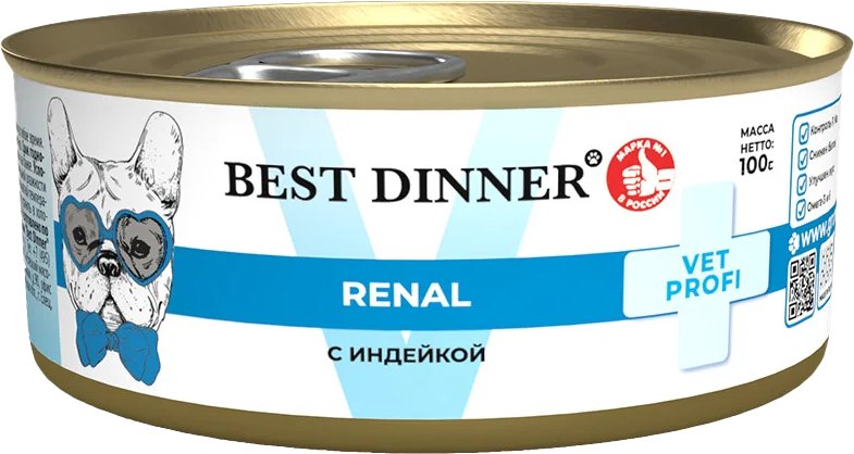 

Консервированный корм для собак Best Dinner Vet Profi Renal С индейкой (100 г)