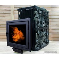 Банная печь ComfortProm Сталь 8мм 26м3, закрытая каменка, панорама