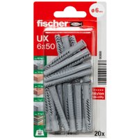 Дюбель универсальный Fischer UX 6X50 RK NV 90869 (20 шт)