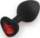 Silicone Butt Plug Heart Shape Medium черный/красный 29953