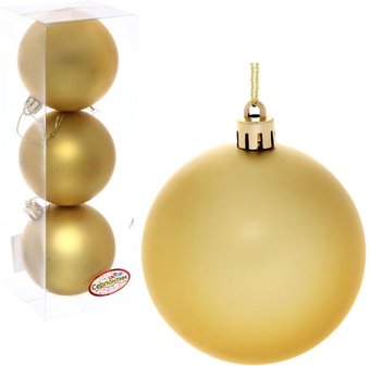 Серпантин Матовый шар 7 см 3 шт (золотистый) 183-904