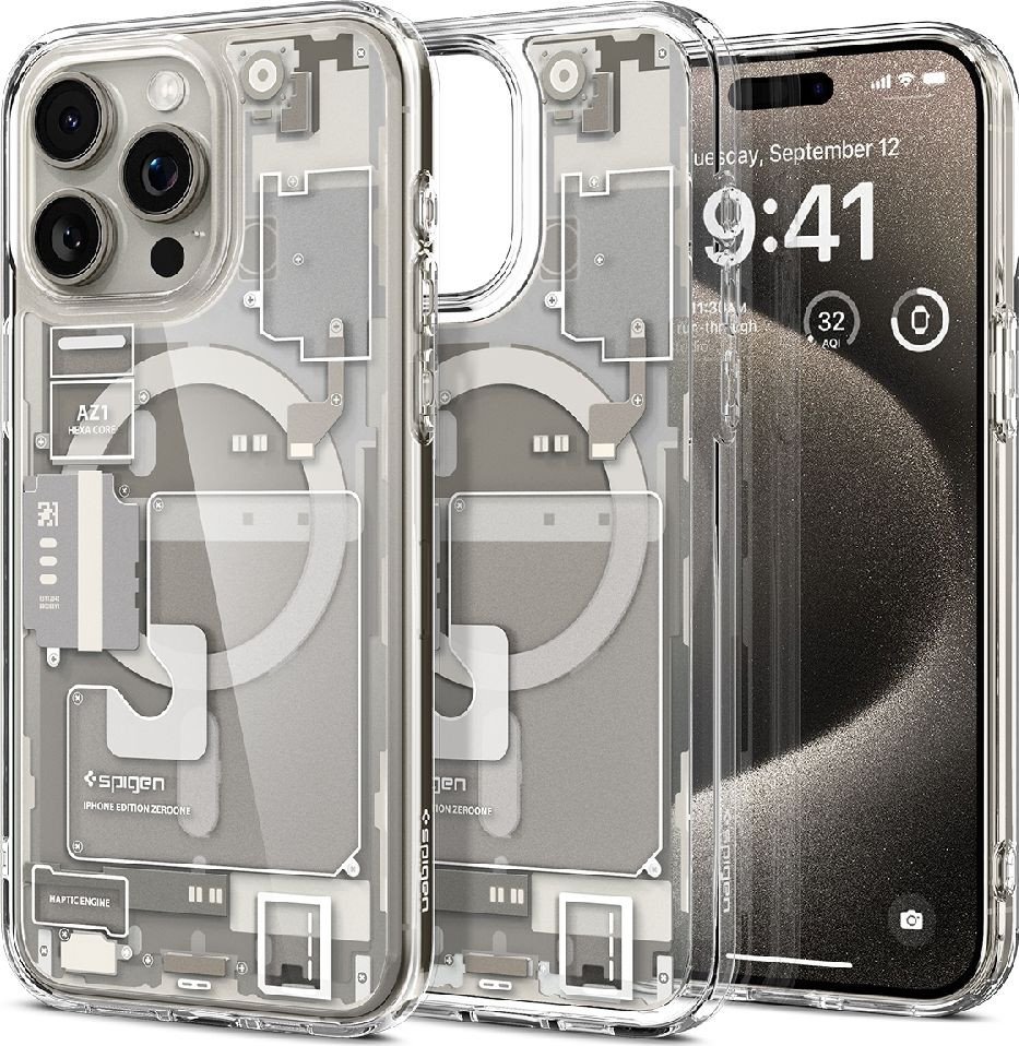 

Чехол для телефона Spigen Ultra Hybrid Zero One (MagFit) для iPhone 15 Pro Max ACS07211 (серый/разноцветный)