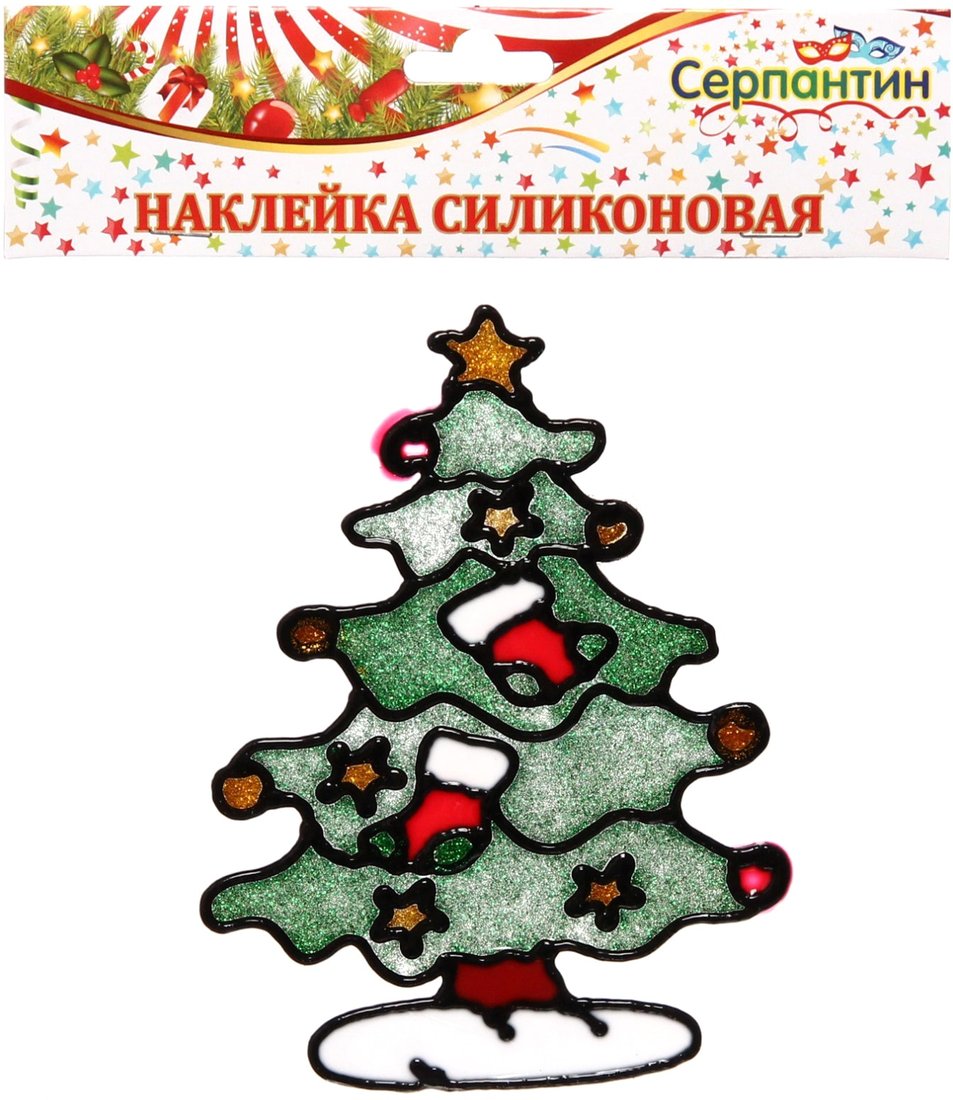 

Наклейка на окно Серпантин Нарядная елочка 19х19 см (зеленый) 196-303