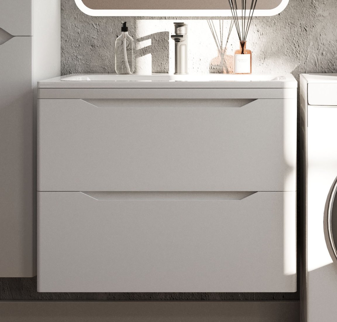 

Symbolite Тумба под умывальник Марелла 70 Люкс Plus 2 ящика (подвесная, белый матовый)