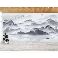 Фотообои ФабрикаФресок Акварельная Япония и горы 175265 (500x265)