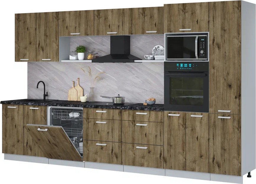 

Готовая кухня Интерлиния Мила Лайт 3.6-ПМ1 (дуб веллингтон/дуб веллингтон/кастилло темный)