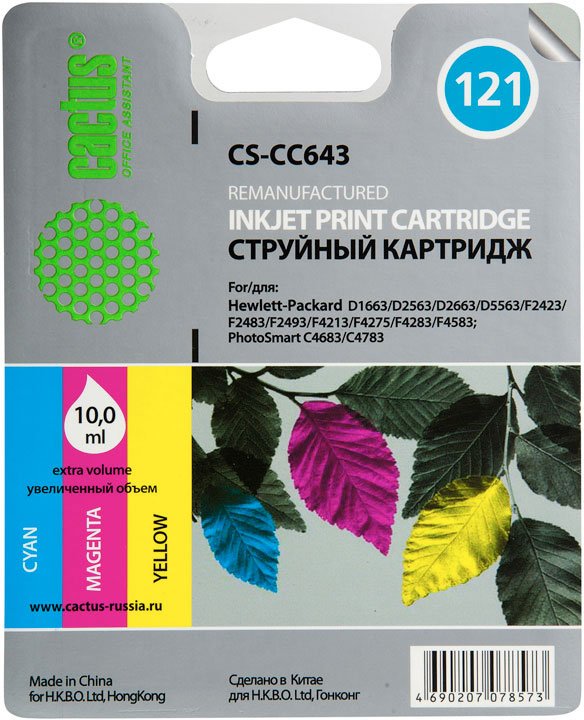 

Картридж CACTUS CS-CC643 (аналог HP 121 (CC643HE))