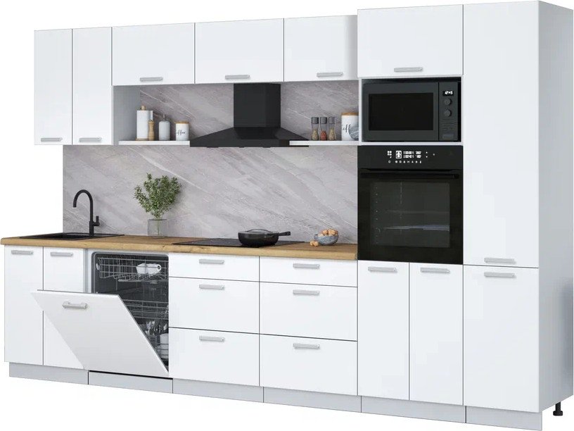 

Готовая кухня Интерлиния Мила Лайт 3.4-ПМ1 (белый платинум/белый платинум/дуб бунратти)