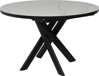 Кухонный стол Мамадома Ronaldo-120 раздвижной 120-160 (patagonoa bianco gloss premium cer/черный)