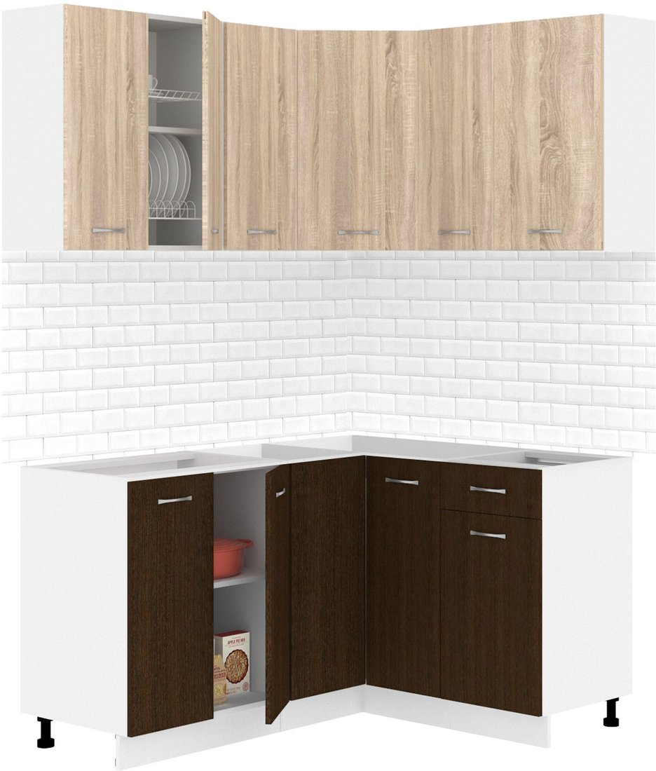 

Готовая кухня Кортекс-мебель Корнелия Лира 1.5x1.3 без столешницы (дуб сонома/венге)