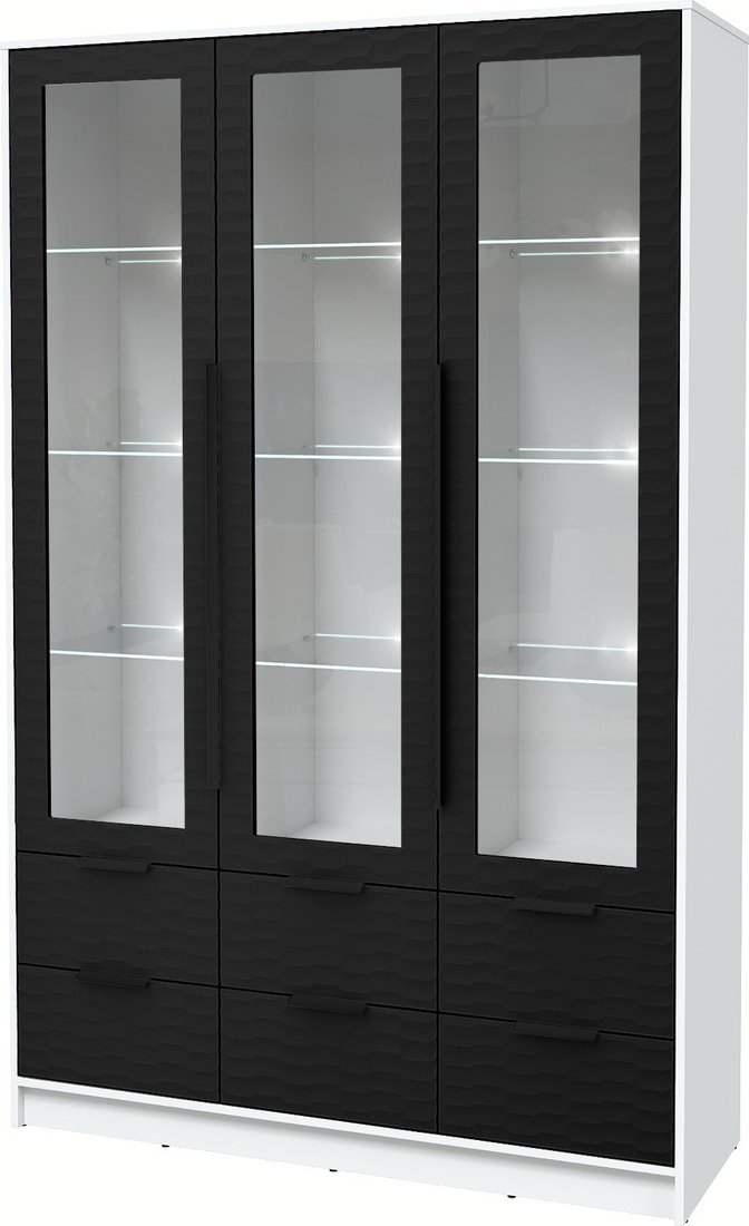 

Шкаф-витрина Интерлиния Концепт Зодиак КТ-ШВ3 с подсветкой (белый платинум/черный)