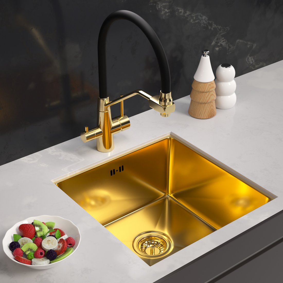 

Кухонная мойка ARFEKA ECO AR 450*450 GOLD PVD NANO