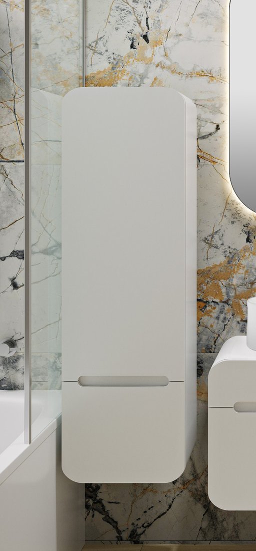 

Runo Шкаф-полупенал для ванной Ницца 35 правый (подвесной, белый)