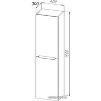  BelBagno Шкаф-пенал Etna-1500-2A-SC-RG-P-R (правый, rovere grigio)