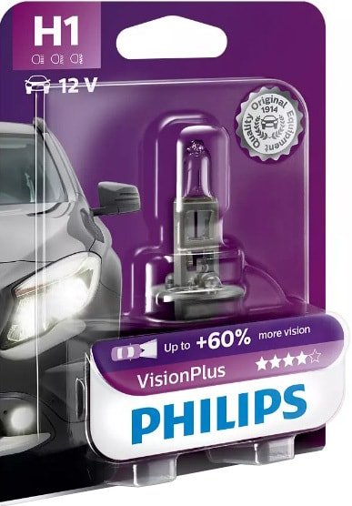 

Галогенная лампа Philips H1 VisionPlus 1шт