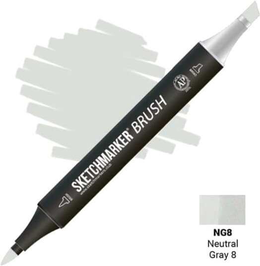 

Маркер художественный Sketchmarker Brush Двусторонний NG8 SMB-NG8 (нейтральный серый 8)