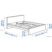 Кровать Ikea Мальм 160x200 (белый, без основания) 703.691.55