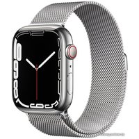 Умные часы Apple Watch Series 7 LTE 45 мм (сталь серебристый/миланский серебро)