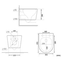 Унитаз подвесной Roxen Simple compact в комплекте с инсталляцией StounFix Dual Fresh 6 в 1 968486 (кнопка: сатин)