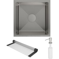 Кухонная мойка Roxen Uno 560210-44 (440*440) сатин под столешницу (с ролл-матом и дозатором)