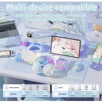 Наушники Onikuma GT838 Cat Ear (белый/голубой)