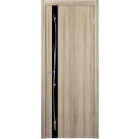 Межкомнатная дверь Юркас Stark ST12 ДО 70x200 (сонома дуб/lacobel черный с рис.)