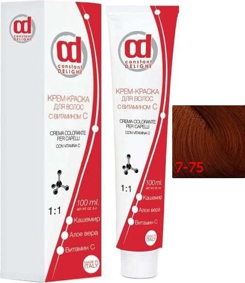 

Крем-краска для волос Constant Delight Crema Colorante с витамином С 7/75 средне-русый медно-золотистый