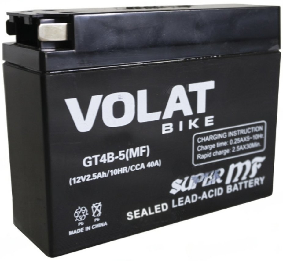 

Мотоциклетный аккумулятор VOLAT GT4B-5 MF R+ (2.5 А·ч)