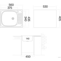 Кухонная мойка Ukinox CLM560.435 --T6K 1R