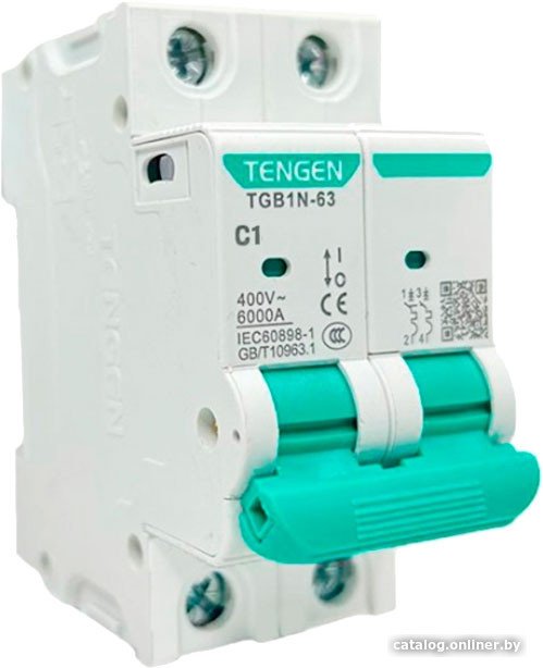 Выключатель автоматический Tengen TGB1N-63 2P 1A C 6kA 2M TGB1N-63-2-01C