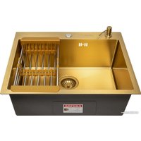 Кухонная мойка ARFEKA ECO AR мойка 600*500, коландер, дозатор GOLD