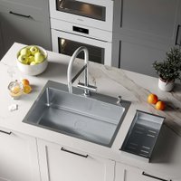 Кухонная мойка Roxen Simple 560220-70 сатин (с коландером и дозатором)