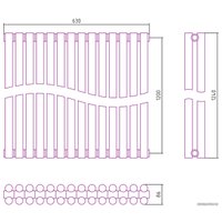 Стальной трубчатый радиатор Сунержа Эстет-11 1200х630 14 секций (хром)