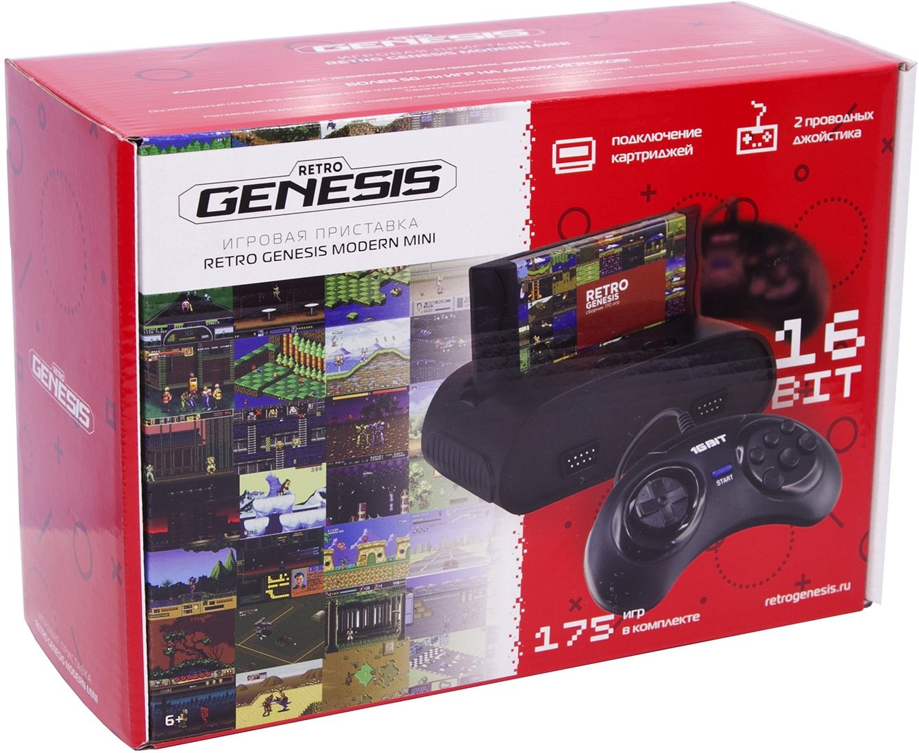 

Игровая приставка Retro Genesis Modern mini (2 проводных геймпада, 175 игр)