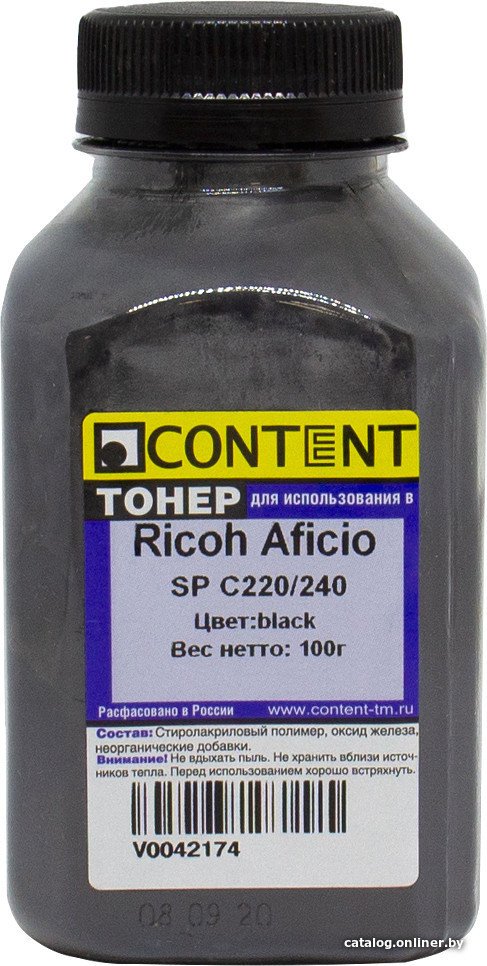 Тонер Content для Ricoh Aficio SP C220/240 (черный) 100 г