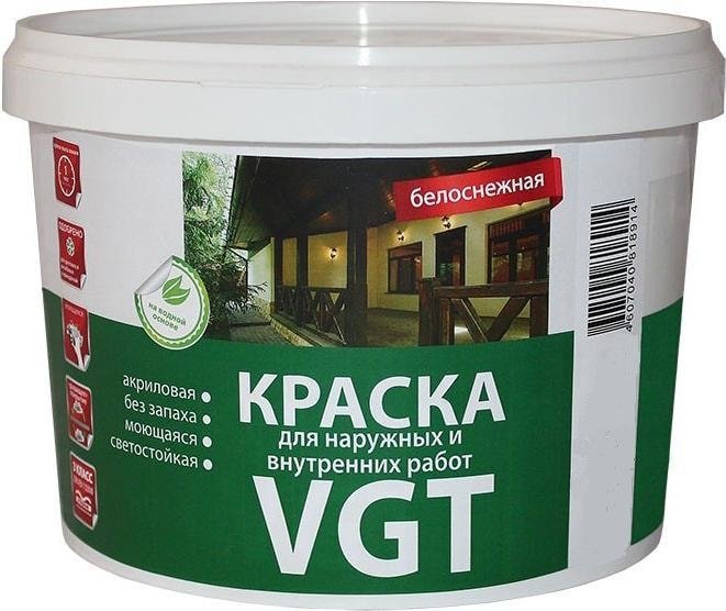

Краска VGT Для наружн/внутр. работ Моющаяся ВД-АК-1180 15 кг (белоснежный)