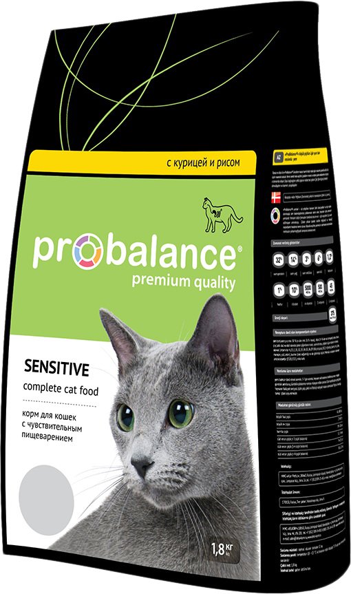 

Сухой корм для кошек Probalance Sensitive (с чувствительным пищеварением, с курицей и рисом) 1.8 кг