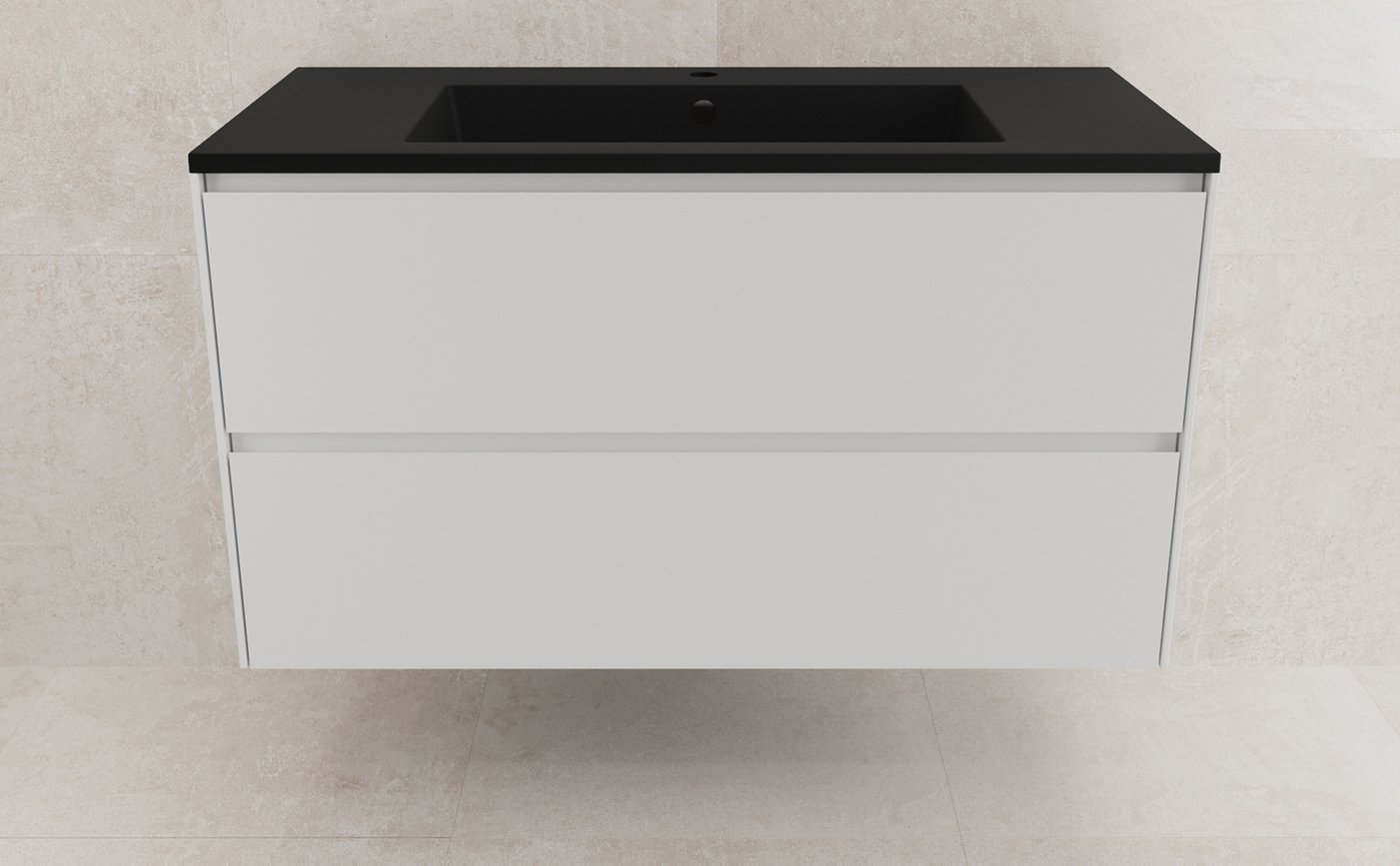 Symbolite Тумба под умывальник Лима 100 Line Plus 2 ящика + Line 100x48 (подвесная, белый матовый/антрацит)