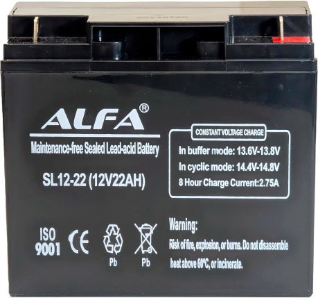 

Аккумулятор для ИБП ALFA SL12-22 (12V-22Ah)