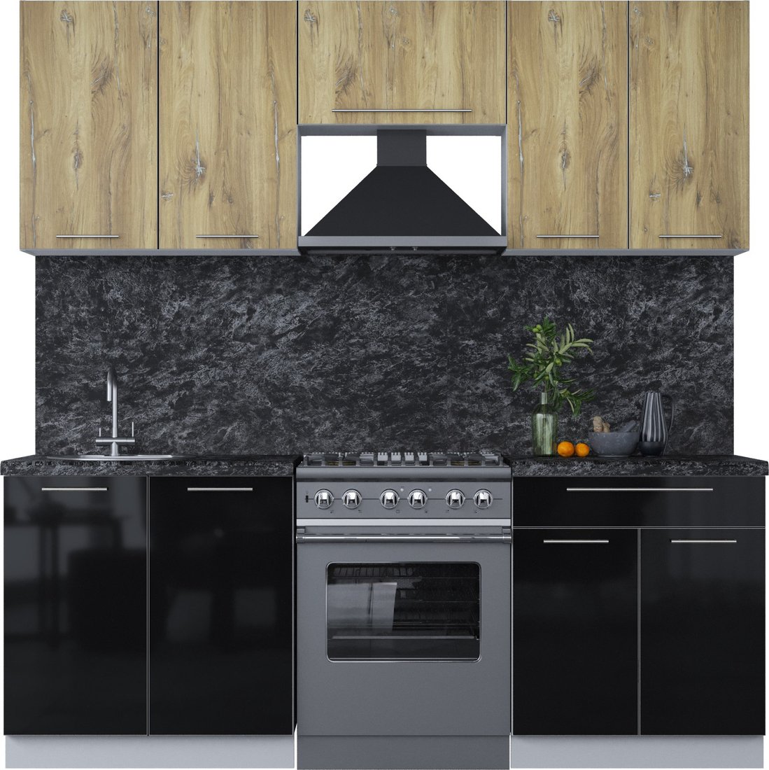 

Кухонный модуль Интерлиния Мила Пластик 2.1 А (дуб эпоксид/черный/кастилло темный)