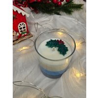 Ароматическая свеча Flame Whisper Новогодняя в стакане (аромат пихта Фрейзера)