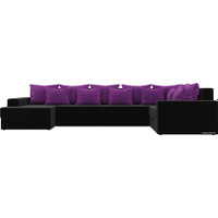 П-образный диван Mebelico Мэдисон-П 93 106865 (левый, микровельвет, черный/фиолетовый)