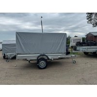 Одноосный прицеп AvtoS A28Р1B (2800x1500x300, R16, ресс. AL-KO, тент 1200мм Аэро)