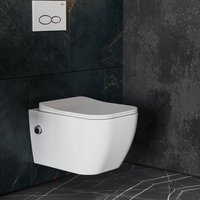 Унитаз подвесной Roxen Cube bidet в комплекте с инсталляцией StounFix Dual Fresh 6 в 1 966127 (кнопка: серый бетон)