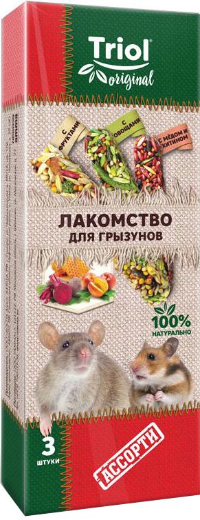 

Лакомство для грызунов Triol Original Лакомство для грызунов Ассорти 3 шт